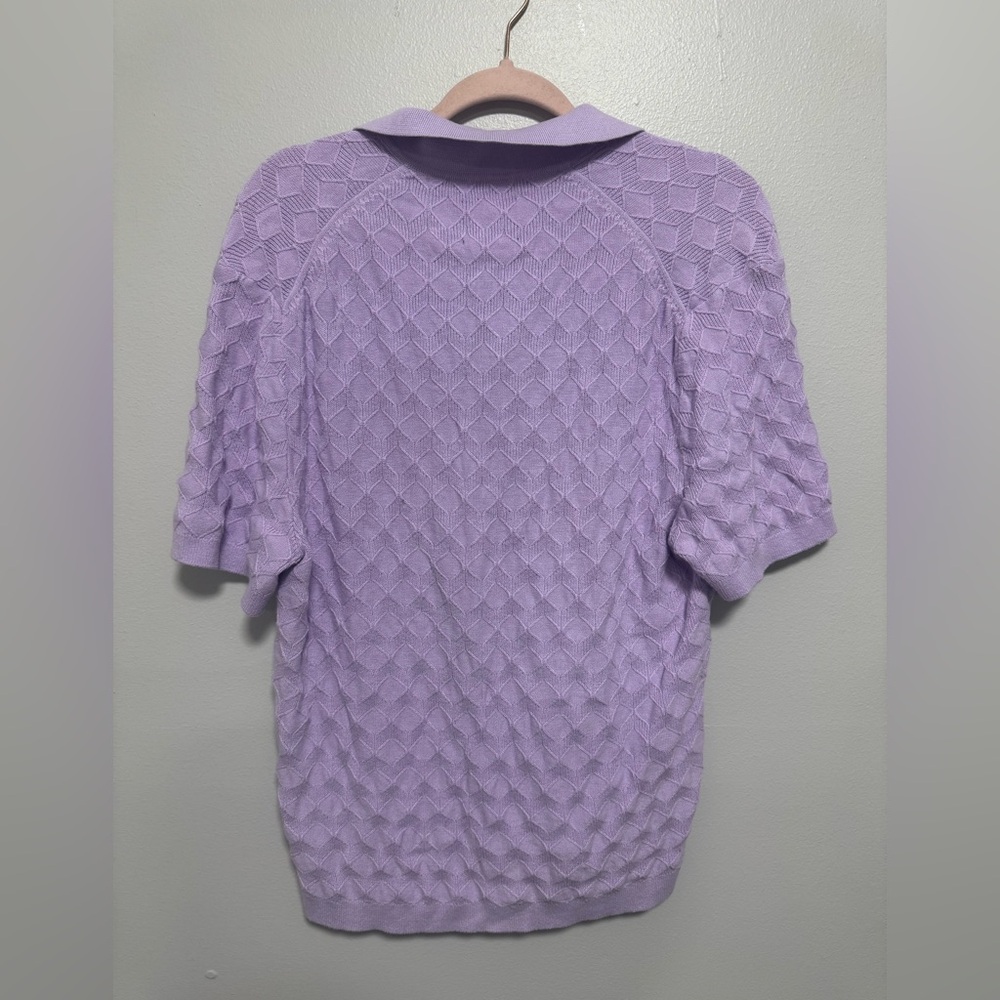 Men’s A&F Geometric Stitch Button-Through Sweater Polo Light Purple - Picture 4 of 7